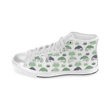 Chameleon lizard succulent plant pattern Women's High Top Canvas Canvas Shoes White