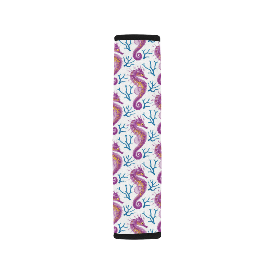 Purple seahorse blue coral pattern Car Seat Belt Cover