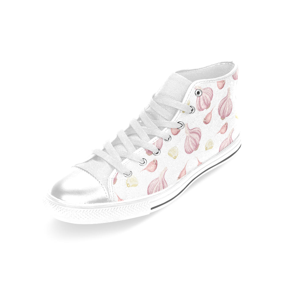 Garlic pattern Women's High Top Canvas Shoes White