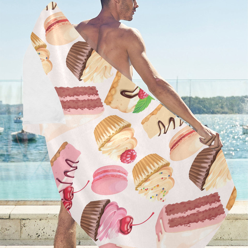 Cake cupcake sweets pattern Beach Towel