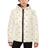 Jack Russel Pattern Print Design 02 Kids' Boys' Girls' Padded Hooded Jacket