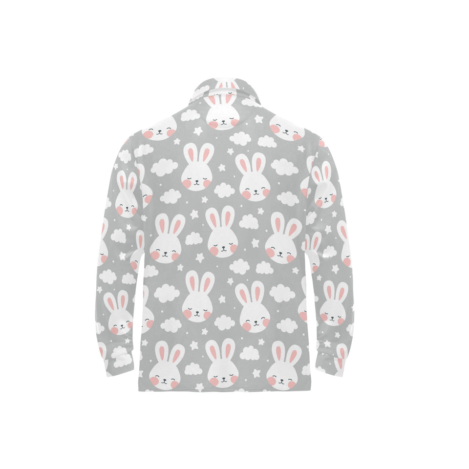 Rabbit cloud Pattern Men's Long Sleeve Polo Shirt