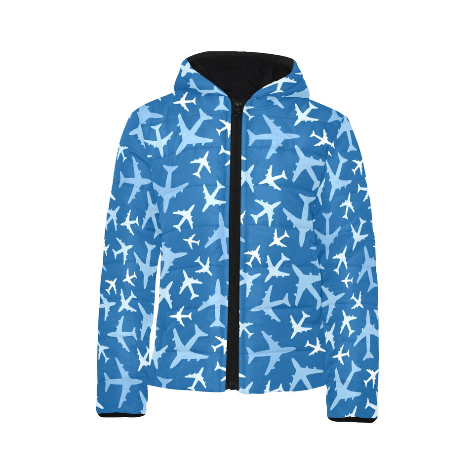 Airplane pattern in the sky Kids' Boys' Girls' Padded Hooded Jacket