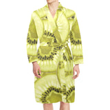 Sliced kiwi pattern Men's Long Sleeve Belted Night Robe