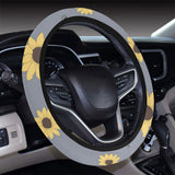 Cute hamster sunflower pattern background Car Steering Wheel Cover