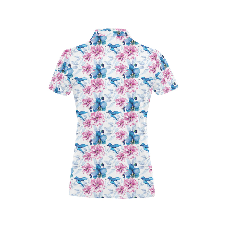 Hummingbird Pattern Print Design 02 Women's All Over Print Polo Shirt