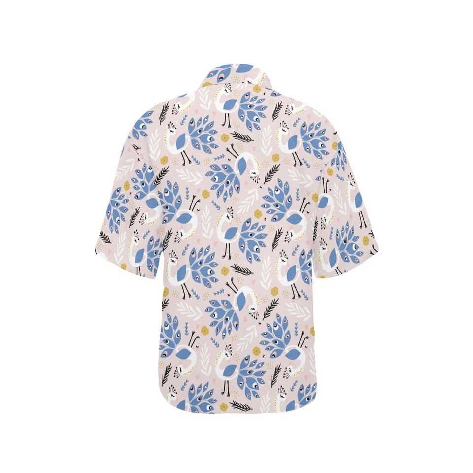 Cute peacock pattern Women's All Over Print Hawaiian Shirt