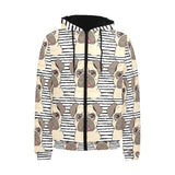 Happy pug pattern Men's Padded Hooded Jacket