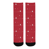 Christmas tree star snow red background Crew Socks