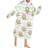 Cute hand drawn mermaid Blanket Robe with Sleeves