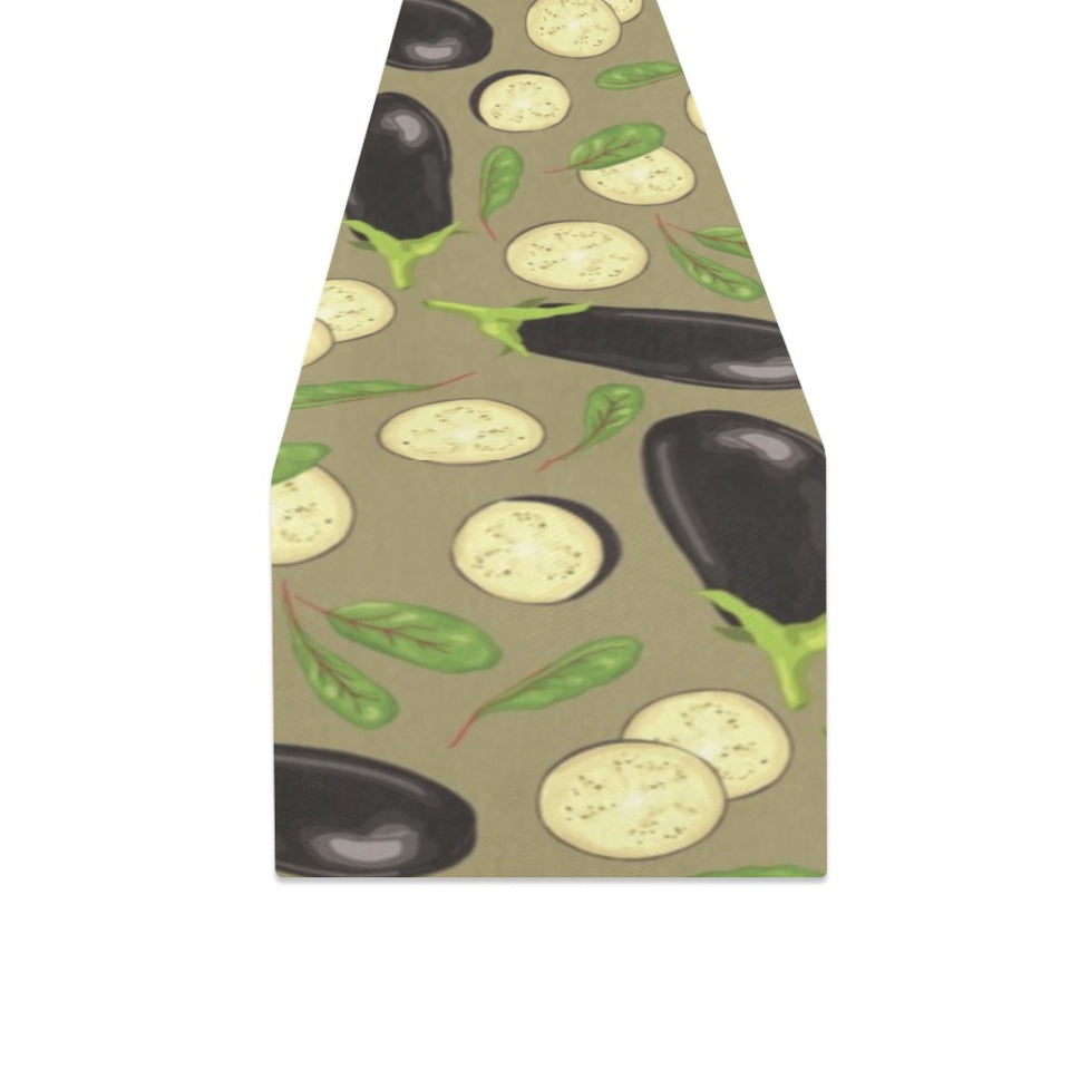 Eggplant Pattern Print Design 02 Table Runner