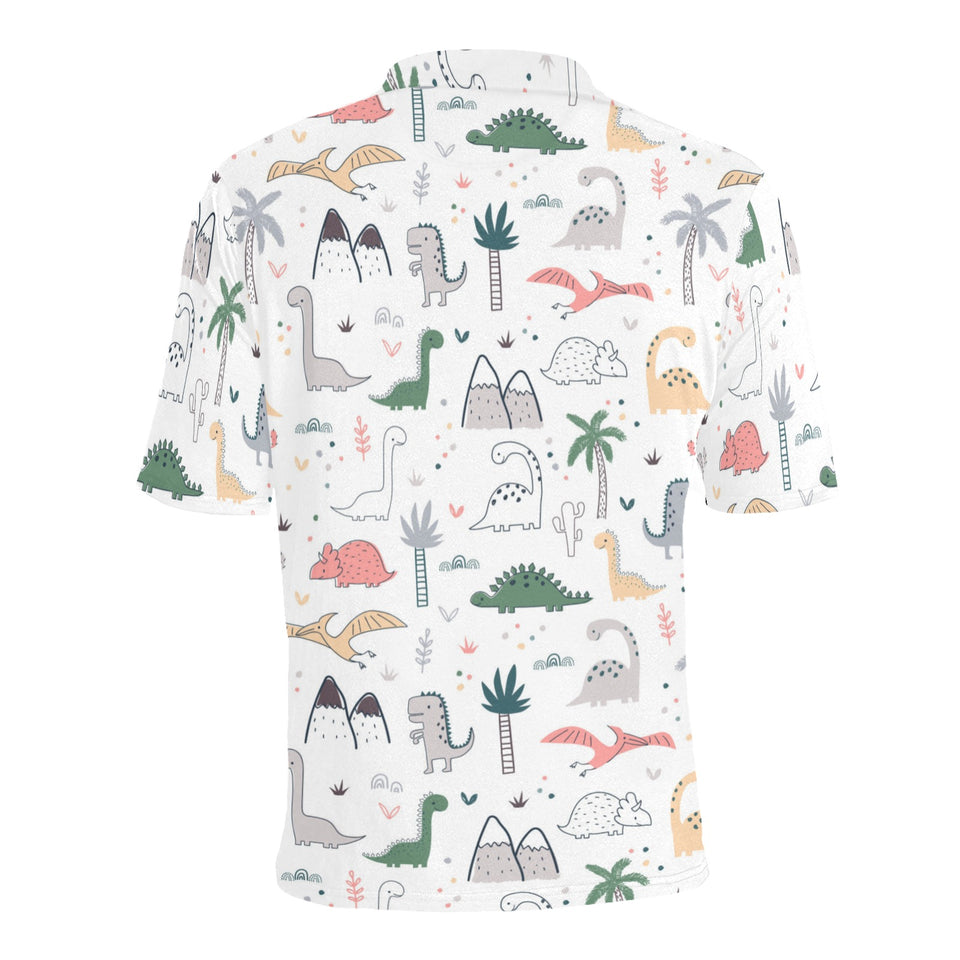 Cute cartoon dinosaurs tree pattern Men's All Over Print Polo Shirt