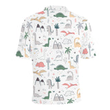 Cute cartoon dinosaurs tree pattern Men's All Over Print Polo Shirt