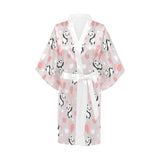 Cute panda ballon heart pattern Women's Short Kimono Robe