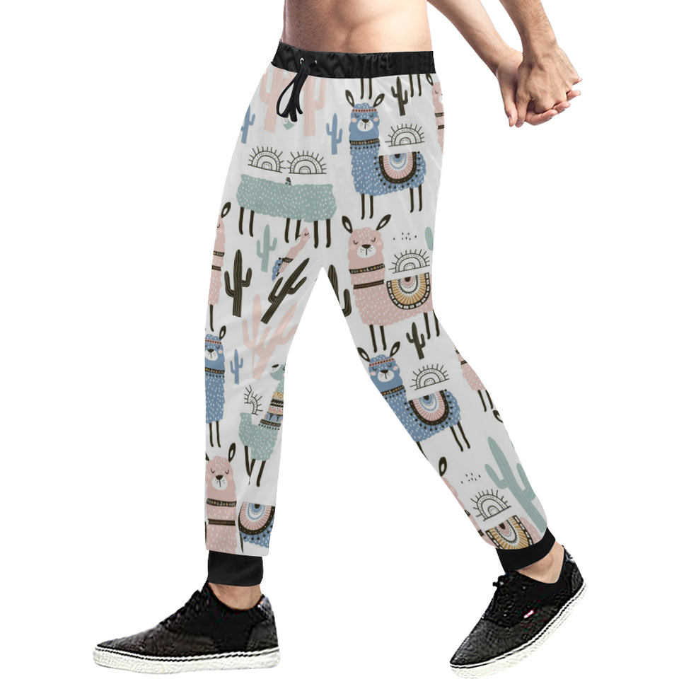 lama Alpaca cactus hand drawn pattern Unisex Casual Sweatpants