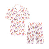 Giraffe Pattern Print Design 02 Men's V-Neck Short Pajama Set