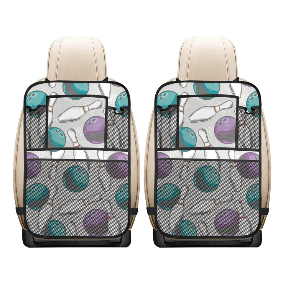 Bowling ball and pin gray background Car Seat Back Organizer