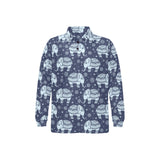 Elephant tribal design pattern Men's Long Sleeve Polo Shirt