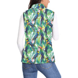 Colorful parrot exotic flower leaves Women's Padded Vest