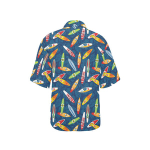 Surfboard Pattern Print Design 01 Women's All Over Print Hawaiian Shirt