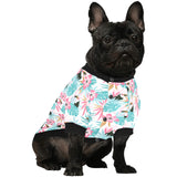 Toucan tropical flower leave pattern All Over Print Pet Dog Round Neck Fuzzy Shirt