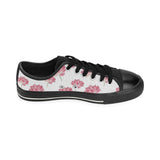 Pink lotus waterlily pattern Men's Low Top Canvas Shoes Black