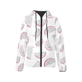dragon fruit pattern Women's Padded Hooded Jacket