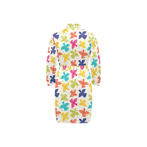 Pigeon Pattern Print Design 01 Men's Long Sleeve Belted Night Robe