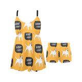 Bull Terrier Pattern Print Design 03 Chest Sexy Pleated Two Piece Swim Dress