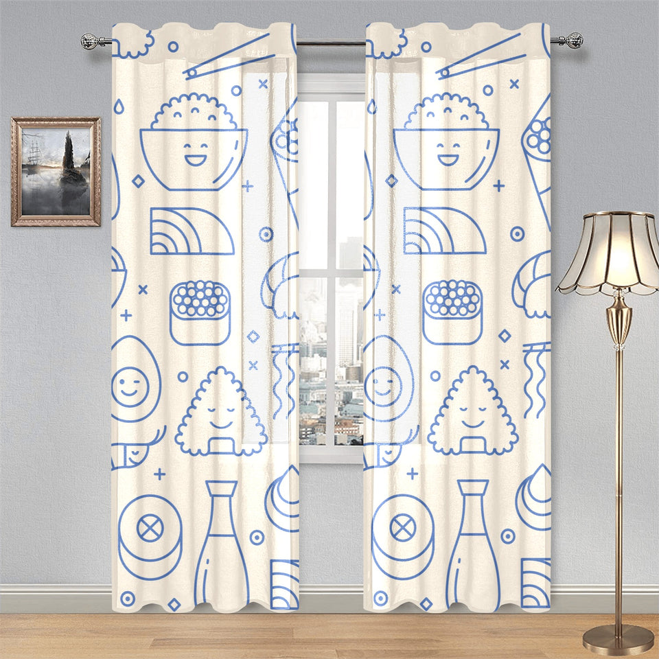Cute sushi icon pattern Gauze Curtain