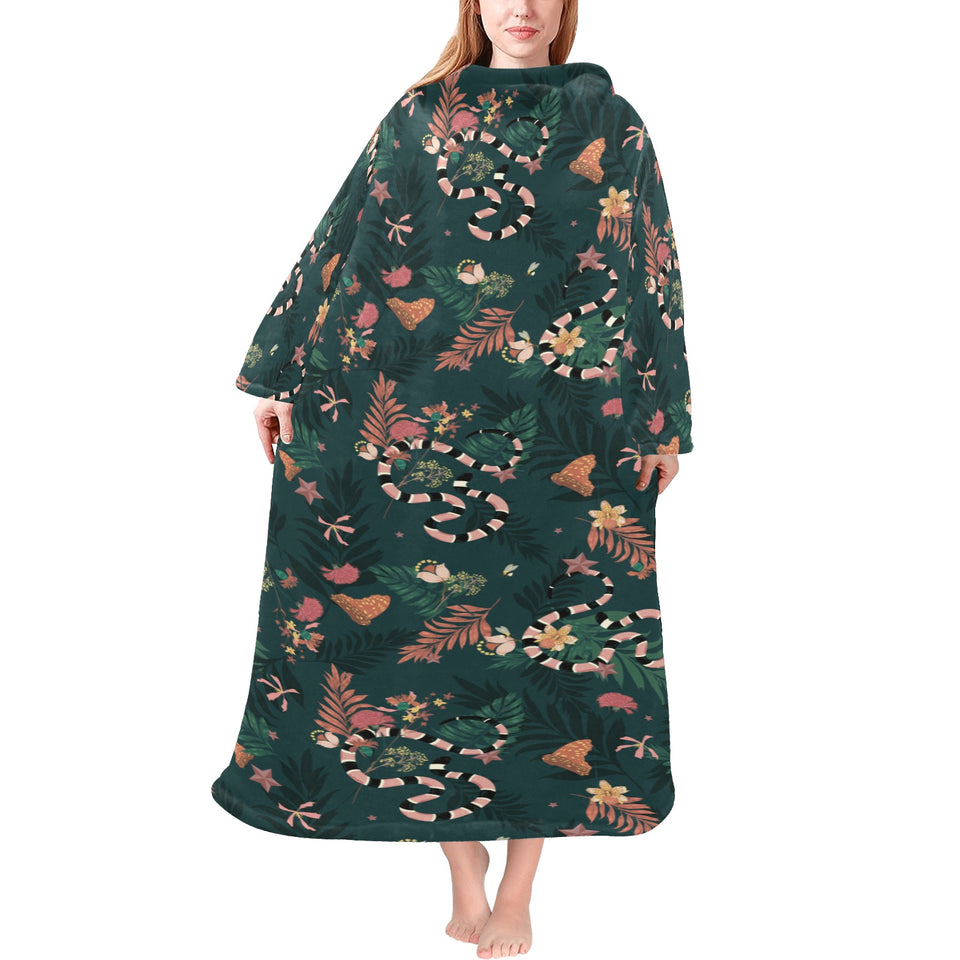 Snake forest pattern Blanket Robe with Sleeves