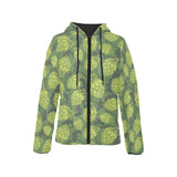 Hop pattern Hop cone background Women's Padded Hooded Jacket