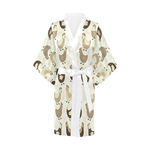 Cute rooster chicken cock Women's Short Kimono Robe