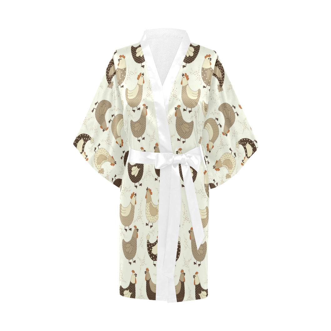 Cute rooster chicken cock Women's Short Kimono Robe