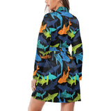 Colorful shark Women's Long Sleeve Belted Night Robe