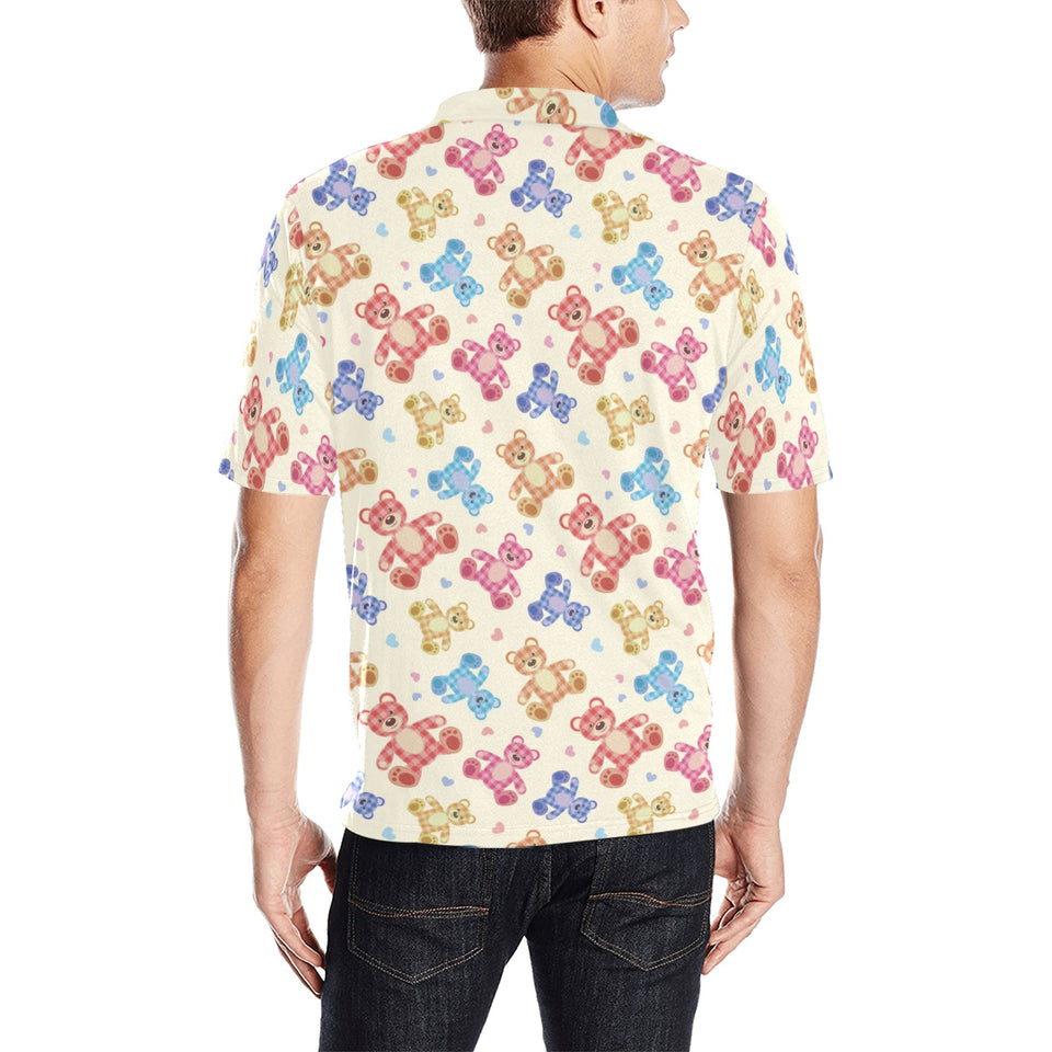 Teddy Bear Pattern Print Design 05 Men's All Over Print Polo Shirt