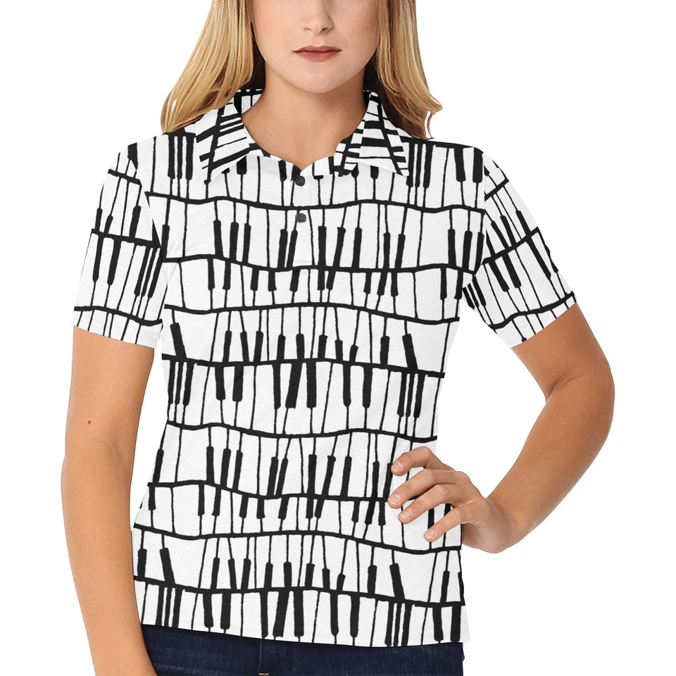 Piano Pattern Print Design 03 Women's All Over Print Polo Shirt