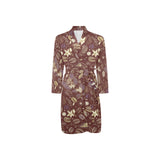 Coffee bean flower pattern Men's Long Sleeve Belted Night Robe