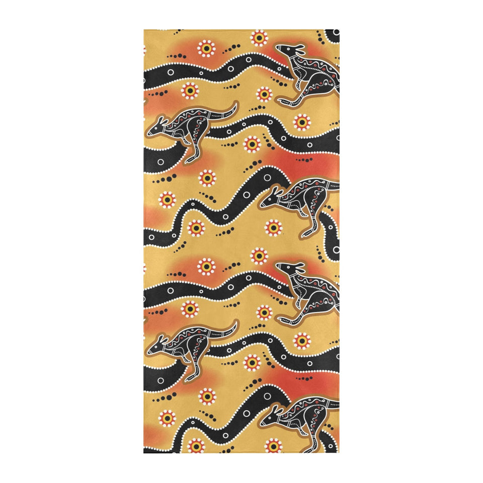 Kangaroo Australian aboriginal art pattern Beach Towel