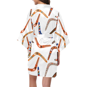 Boomerang Australian aboriginal ornament pattern Women's Short Kimono Robe