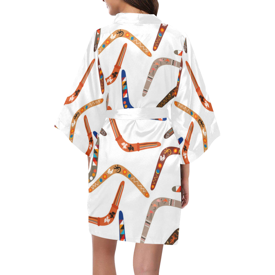 Boomerang Australian aboriginal ornament pattern Women's Short Kimono Robe