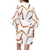 Boomerang Australian aboriginal ornament pattern Women's Short Kimono Robe