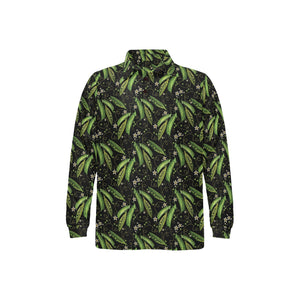 Green Peas Pattern Print Design 02 Men's Long Sleeve Polo Shirt