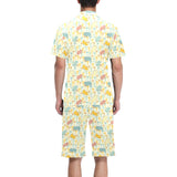 Hippopotamus Pattern Print Design 04 Men's V-Neck Short Pajama Set