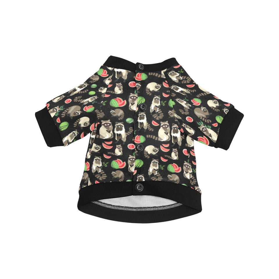 Raccoon watermelon pattern All Over Print Pet Dog Round Neck Fuzzy Shirt