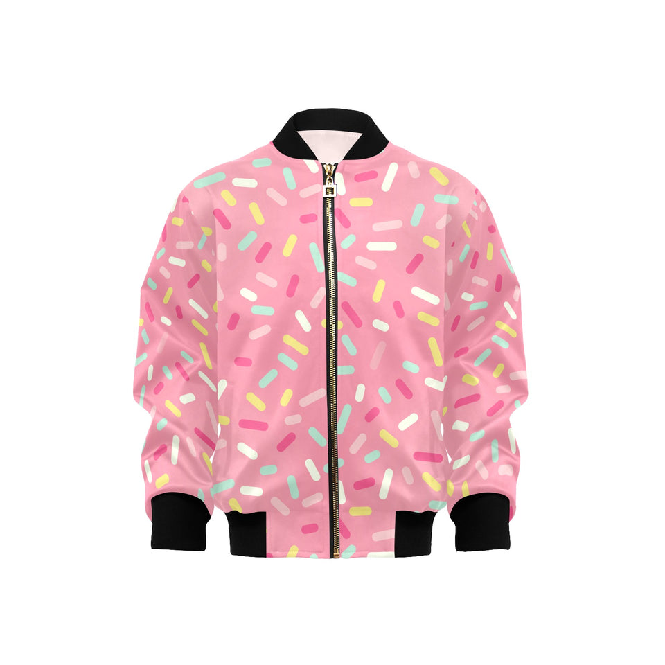 Pink donut glaze candy pattern Kids' Boys' Girls' Bomber Jacket