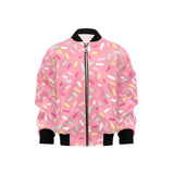 Pink donut glaze candy pattern Kids' Boys' Girls' Bomber Jacket