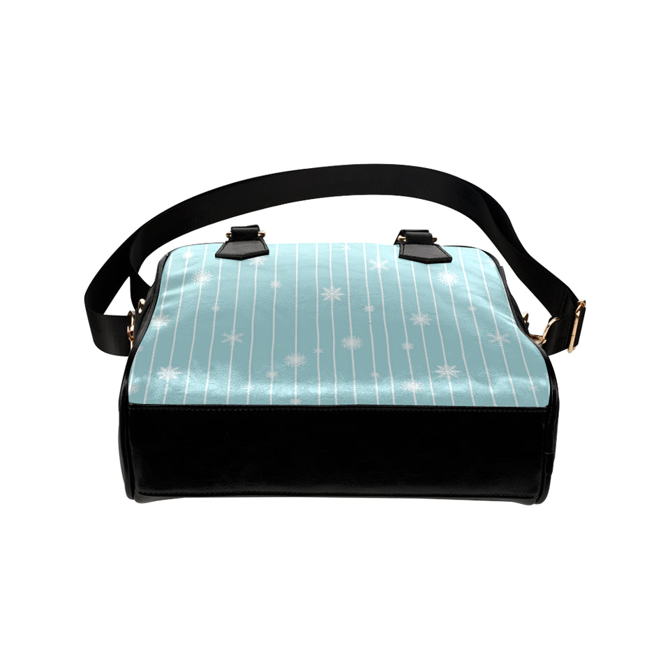 Snowflake pattern blue stripe background Shoulder Handbag
