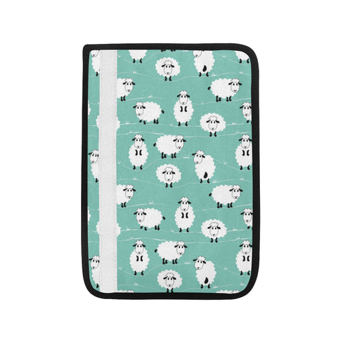 Cute sheep green background Car Seat Belt Cover