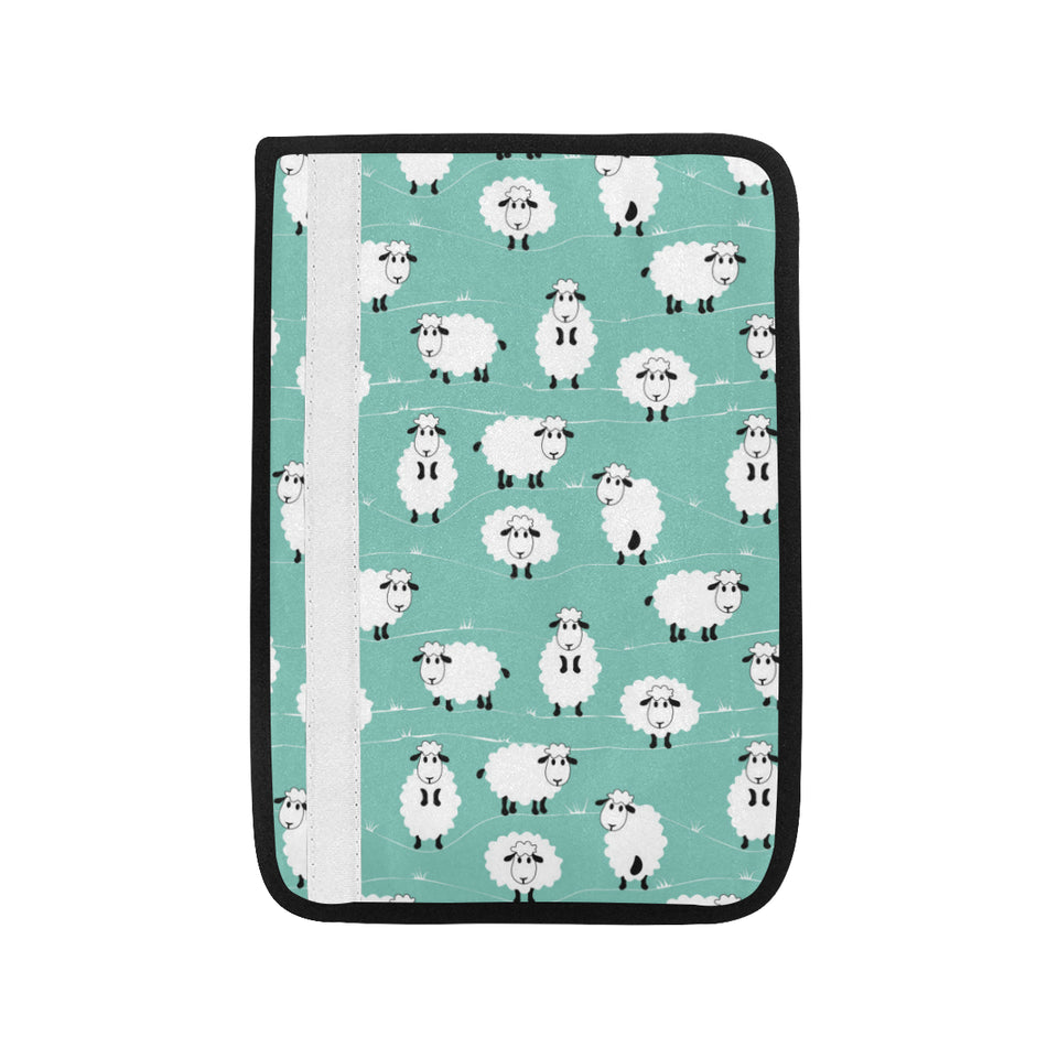 Cute sheep green background Car Seat Belt Cover